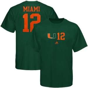  adidas Miami Hurricanes Green #12 Tryout T shirt Sports 