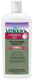 Vetrolin Veterinary Liniment Gel with HA   12 oz Horses Ponies  