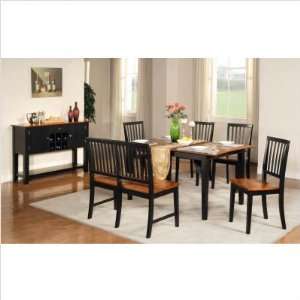  Dining Table Set in Rich Black and Cherry (7 Pieces)