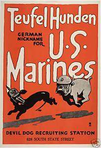 US MARINES WW1 RECRUITING POSTER (DEVIL DOGS) 8X12PHOTO  