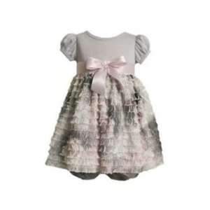  Rose Print Layers Baby Dress, Gray, 6 9 mo (16 20 lbs 