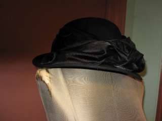 Betmar black velvet beret hat w sparkle bead knot  