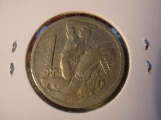 Tschechoslowakei Republika Ceskoslovenska 1 Krone Koruna 1929 625 