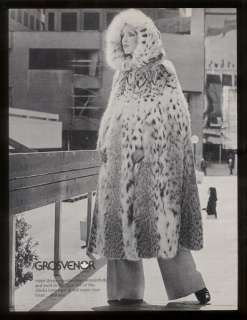 1975 Grosvenor Alaska Lynx fur coat fashion photo ad  