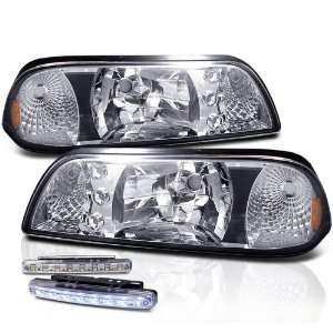 Eautolights 87 93 Ford Mustang LED Crystal Head Lights + Corner + LED 