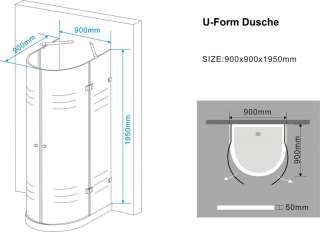 Dusche Duschkabine U Form 6mm ESG Lotus Effekt + Tasse Modell 