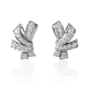  Diamond 18k White Gold Cluster Earrings Jewelry