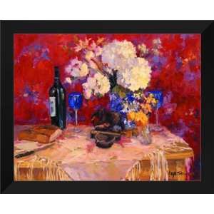  Allayn Stevens FRAMED Art 26x32 White Roses W  Wine 