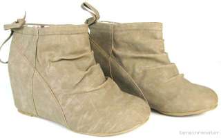 Damen Ankle Boots Stiefeletten Keilabsatz Wedges Schuhe  