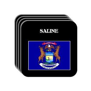 US State Flag   SALINE, Michigan (MI) Set of 4 Mini Mousepad Coasters