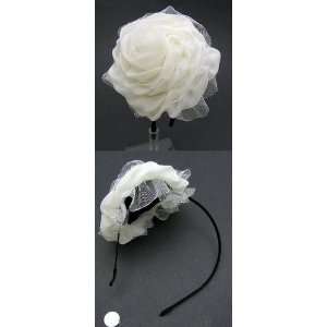 com Gothic White Rose Large Chiffon Flower Headband   Gothic Couture 