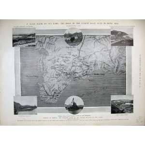   1904 Map Russian Parallel Port Arthur Ships Turban War
