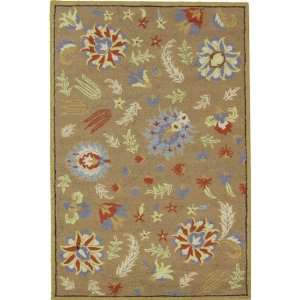  51 x 77 Brown Hand Tufted Wool Agra Rug