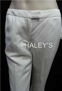 New Ellen Tracy White Pants Suit Linen Lined Career Cruise Wear Misses 