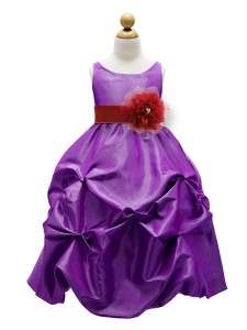 Purple Taffeta Flower Girl Dress Pick Your Sash Size 2 4 6 8 10 12 