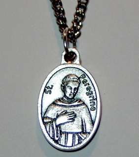 St Peregrine Relic Medal on 24 Chain Sick People Skin Diseases AIDS 