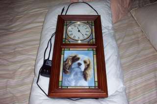 Rare Cavalier King Charles Spaniel Stain Glass Wall Clock MUST SEE 