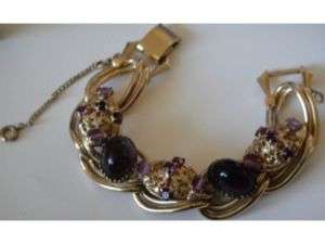 Kafin New York Purple Art Glass Rhinestone Bracelet  