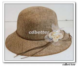 Womens Elegant Garden Tea Flower Linen Bucket Hats Caps  