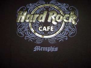 Hard Rock Cafe T shirt MEMPHIS Gold gilded metalic letters ROCK & ROLL 