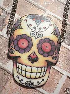 DAY OF THE DEAD SUGAR SKULL NECKLACE PSYCHOBILLY  