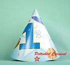 8pc boys 1st birthday party cone hats blue ball z054