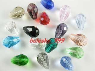 100pcs Faceted Glass Crystal Teardrop Beads 10x14mm  