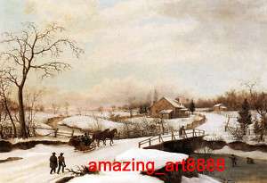 Oil Painting on canvas Philadelphia Winter Landscape  