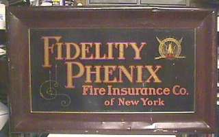 Circa 1900 Fidelity Phenix Fire Ins. Co. Tin Sign  