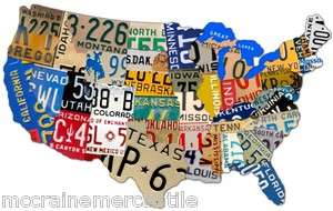 USA MAP 3 Assorted(Rt 66/Vintage License Plate/Eagle Flag) Plasma Cut 