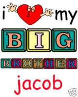 LOVE MY BIG BROTHER FUNNY Personalized Onesie & Bib  