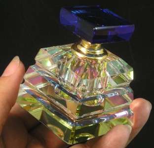   Essential Oil Vitrail Rainbow Multi Color Cut Glass Bottle  