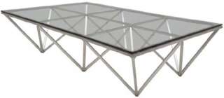 Origami large steel glass rectangular coffee table  