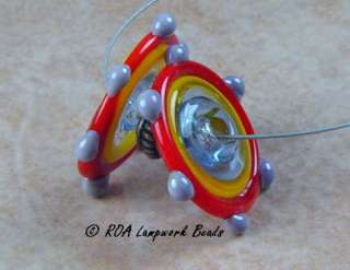 ROA Lampwork 2 Ocean Sunset Bump Disc Glass Beads SRA  