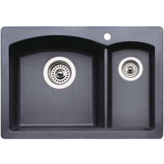    Mount Composite 20.5x15x8 1 Hole Double Bowl Prep Sink in Anthracite