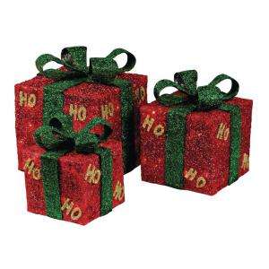 Red and Green Sisal Gift Boxes (3 Set) TY054/055/056 918 at The Home 