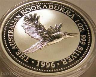 1996 AUSTRALIAN KOOKABURRA IN FLIGHT 1 Ounce .999 SILVER COIN *BU 
