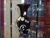 Fenton Handpainted Black Vase   Limited Edition #846  