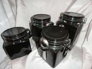 OGGI black 4 pc Cannister set, 4 different sizes, Ceram  