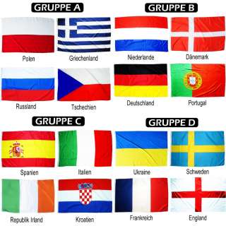 FLAGGE SET FUSSBALL EM 2012 GRUPPE A B C D 90x150 cm  