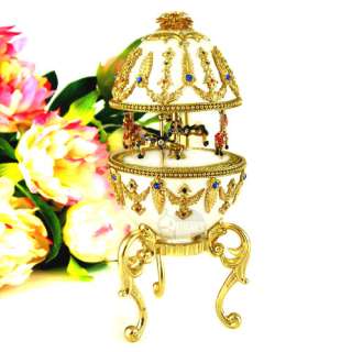 Carousel Decorated Egg,Wind Up Music Box,Wedding,EGG006  