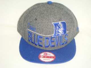 DUKE BLUE DEVILS NEW ERA NCAA SNAPBACK HAT CAP WOOL GREY/BLUE  