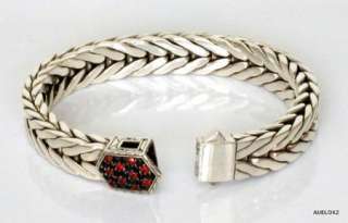   JOHN HARDY Sterling Silver Mens Red & Black Sapphire Bracelet Sale