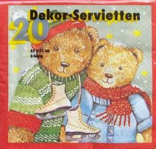 Servietten Teddybären Schlittschuhe Weihnachten in Nordrhein 