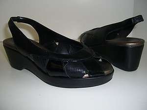 EASY SPIRIT Womens Shoes Black Leather Sandals Size 6W  
