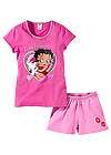 Schlafanzug kurz Shorty pink bedruckt Pyjama Hose m. Pünktchen S M L 
