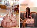 Women Lady Korean Pink Shiny Artificial Leather Handbag Shoulder Bag 
