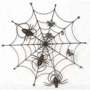 Wanddeko Spinnennetz Metall braun Helloween Wand Deko Spinnen Netz 
