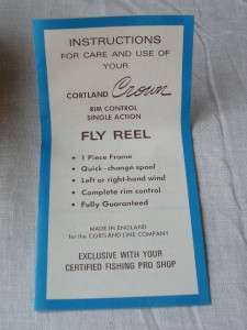 Vintage CORTLAND CROWN FLY REEL **IN BOX NEVER USED**  