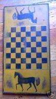 Primitive Folk Art Horse Gameboard Checkerboard  